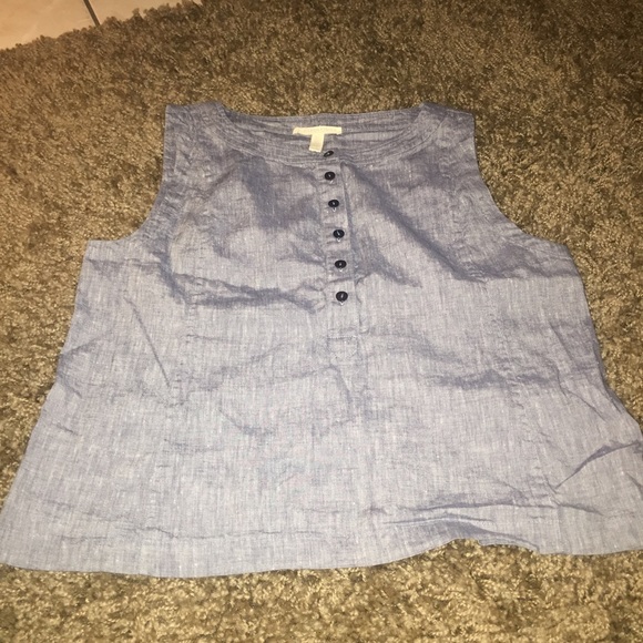 Eileen Fisher Tops - Eileen Fisher gray linen sleeveless blouse PS